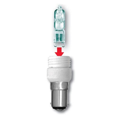 BA15D HALOGEN ADAPTOR WITH 240V 40W G9 BULB