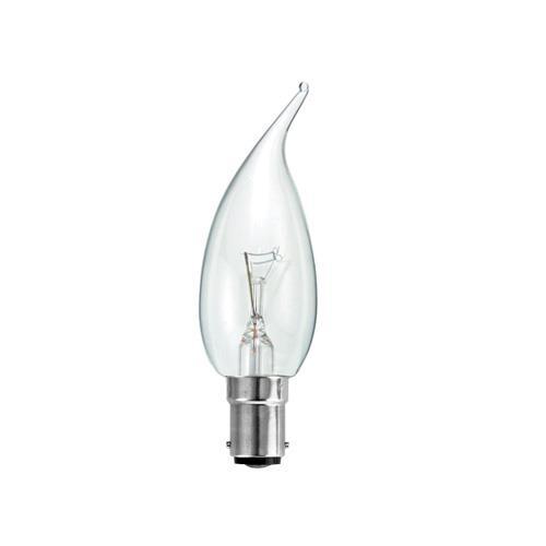 LAMP: BA15D 240V 40W CLEAR CANDLE BENT-TIP