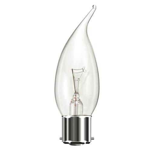 B22D 240V 40W CLEAR CANDLE BENT-TIP